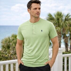 Polo Ralph Lauren Henley Shirt Mens XL Pastel Green Performance Preppy Golf